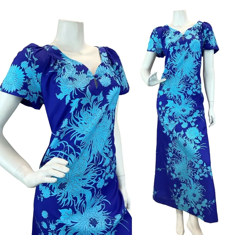 "Exclusive Discount: 30% Off All Women's Dresses for a Limited Period"VTG 70S STYLE HAWAIIAN MUUMUU FLORAL BLUE MAXI DRESS 10 12 14 16 "Exclusive Discount: 30% Off All Women's Dresses for a Limited Period"VTG 70S STYLE HAWAIIAN MUUMUU FLORAL BLUE MAXI DRESS 10 12 14 16