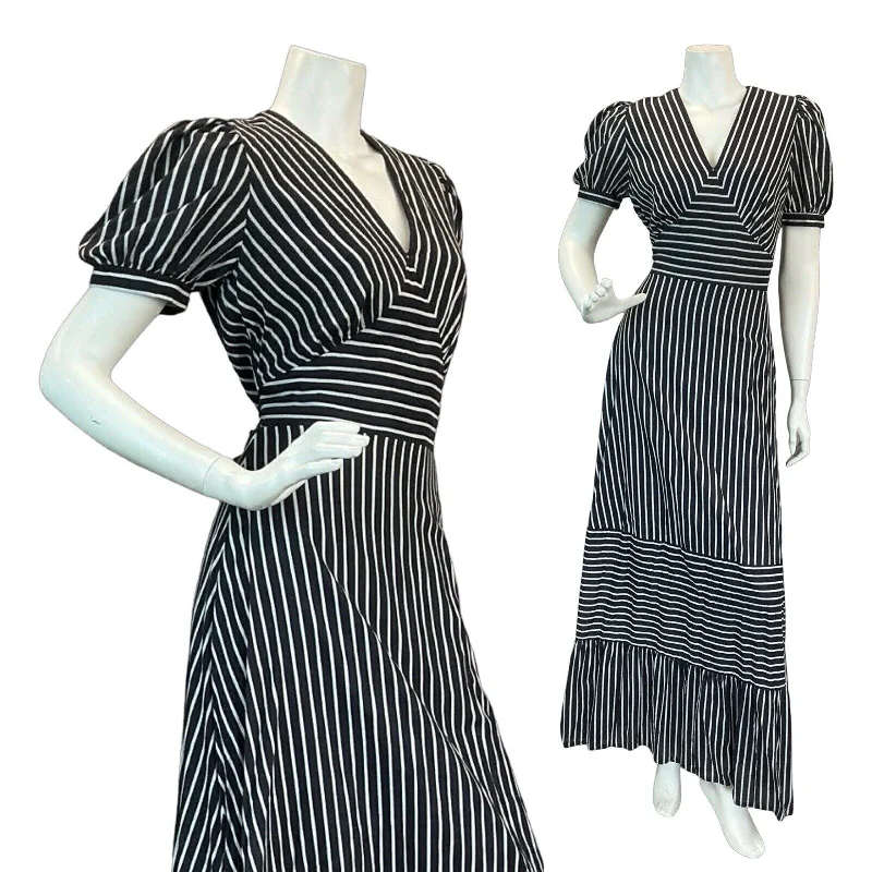 "Sustainable and eco - friendly women's dresses"VTG 70S VERA MONT STRIPED COTTON MAXI DRESS 8 10 "Sustainable and eco - friendly women's dresses"VTG 70S VERA MONT STRIPED COTTON MAXI DRESS 8 10