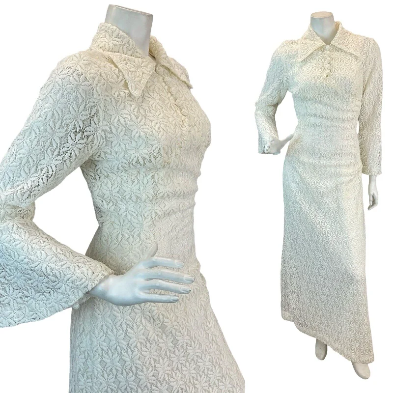 "Black tie dresses for women for formal galas"VTG 70s WHITE BEADED FLORAL DAGGER COLLAR BELL SLEEVE MAXI DRESS SIZE 6 8 10 12 "Black tie dresses for women for formal galas"VTG 70s WHITE BEADED FLORAL DAGGER COLLAR BELL SLEEVE MAXI DRESS SIZE 6 8 10 12