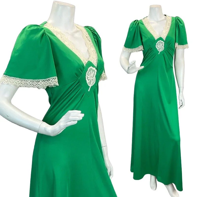 "Sleeveless dresses for women during hot summer days"VTG BRIGHT GREEN CREAM LACE BUTTERFLY SLEEVE EMBROIDERED BOHO MAXI DRESS 6 8 "Sleeveless dresses for women during hot summer days"VTG BRIGHT GREEN CREAM LACE BUTTERFLY SLEEVE EMBROIDERED BOHO MAXI DRESS 6 8