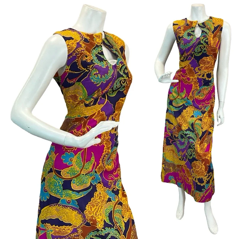 "Boho wedding dresses for women for a free - spirited vibe"VTG PSYCHEDELIC ROMAN ABSTRACT BRIGHT KEYHOLE MAXI DRESS 10 12 "Boho wedding dresses for women for a free - spirited vibe"VTG PSYCHEDELIC ROMAN ABSTRACT BRIGHT KEYHOLE MAXI DRESS 10 12