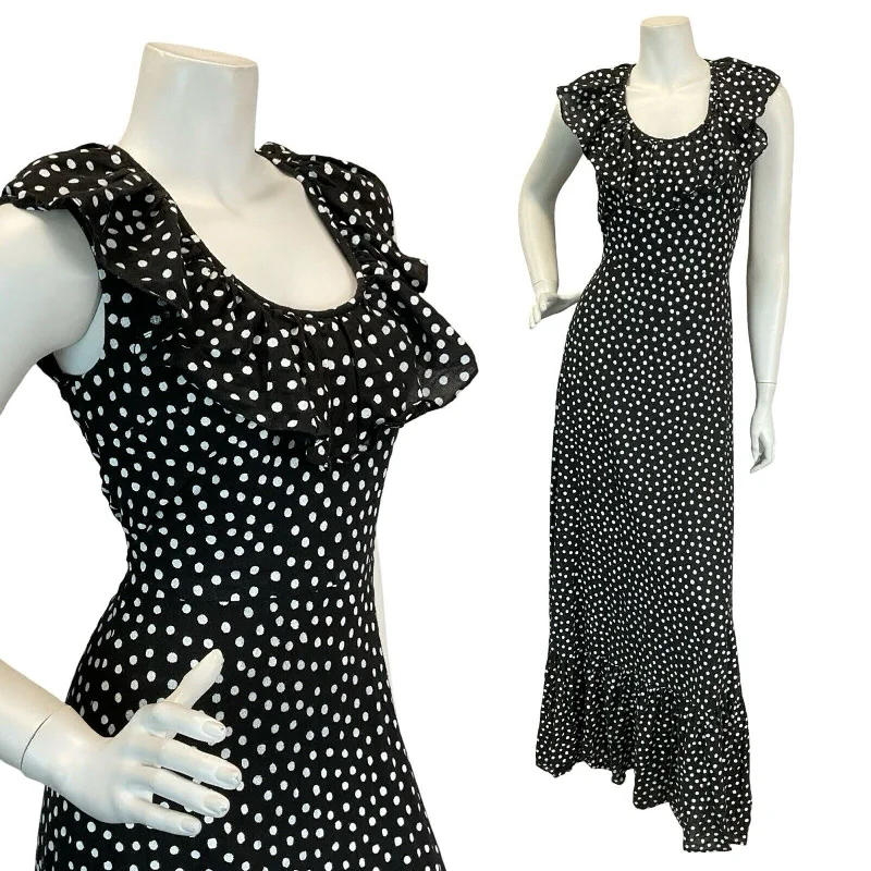 "Work - appropriate dresses for professional women"VTG VERA MONT POLKA DOT BLACK WHITE SLEEVELESS RUFFLE SUMMER MAXI DRESS 8 10 "Work - appropriate dresses for professional women"VTG VERA MONT POLKA DOT BLACK WHITE SLEEVELESS RUFFLE SUMMER MAXI DRESS 8 10