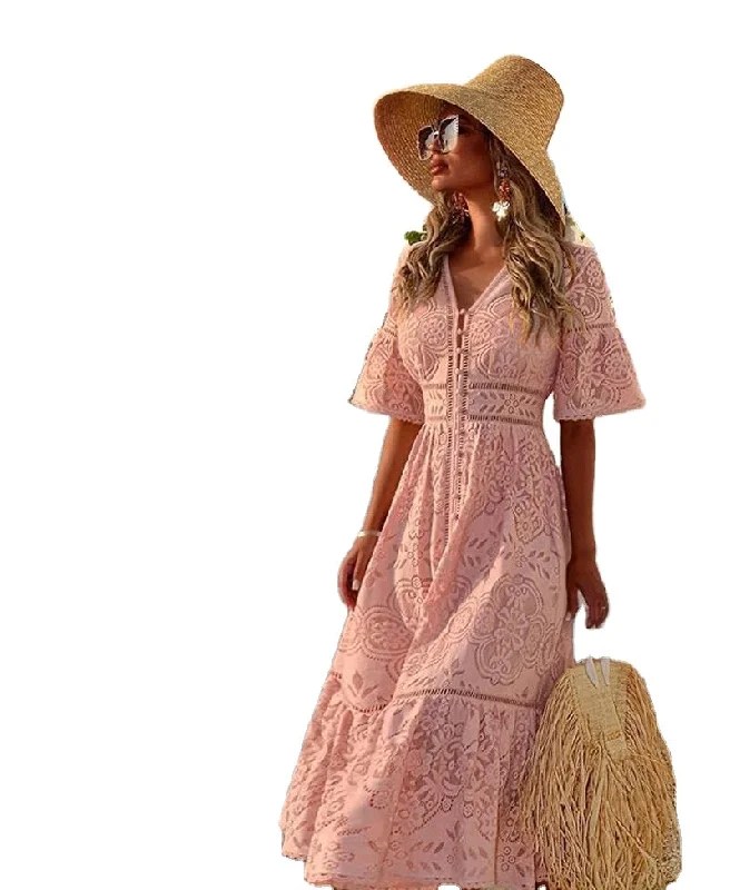 "Sleeveless dresses for women during hot summer days"Wholesale Short Sleeve V Neck Fashion Summer Pink White Blue Lace Maxi Long Sexy Skirt Sexy Bohemia Lace Mesh Girls Dress "Sleeveless dresses for women during hot summer days"Wholesale Short Sleeve V Neck Fashion Summer Pink White Blue Lace Maxi Long Sexy Skirt Sexy Bohemia Lace Mesh Girls Dress