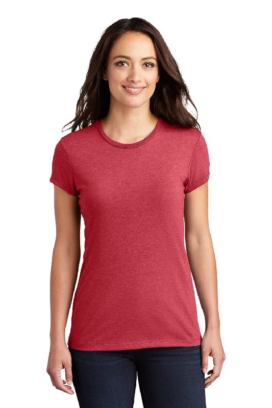 Women's T - shirt with a ribbed cuffs and hemDistrict Womens Fitted Perfect Tri Short Sleeve Crewneck T-Shirt - Red Frost Women's T - shirt with a ribbed cuffs and hemDistrict Womens Fitted Perfect Tri Short Sleeve Crewneck T-Shirt - Red Frost