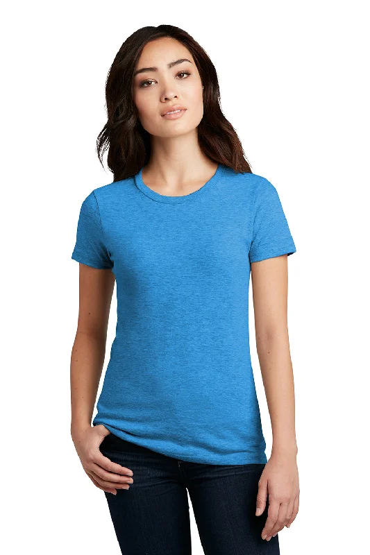 Striped women's T - shirt with a vertical patternDistrict Womens Perfect Blend Short Sleeve Crewneck T-Shirt - Heather Bright Turquoise Blue Striped women's T - shirt with a vertical patternDistrict Womens Perfect Blend Short Sleeve Crewneck T-Shirt - Heather Bright Turquoise Blue