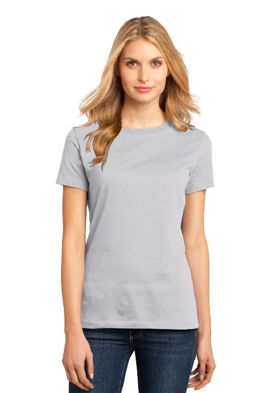 Long - length women's T - shirt to wear as a cover - upDistrict Womens Perfect Weight Short Sleeve Crewneck T-Shirt - Silver Grey Long - length women's T - shirt to wear as a cover - upDistrict Womens Perfect Weight Short Sleeve Crewneck T-Shirt - Silver Grey