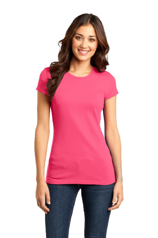 Metallic - threaded women's T - shirt for a touch of glamourDistrict Womens Very Important Short Sleeve Crewneck T-Shirt - Neon Pink - Closeout Metallic - threaded women's T - shirt for a touch of glamourDistrict Womens Very Important Short Sleeve Crewneck T-Shirt - Neon Pink - Closeout