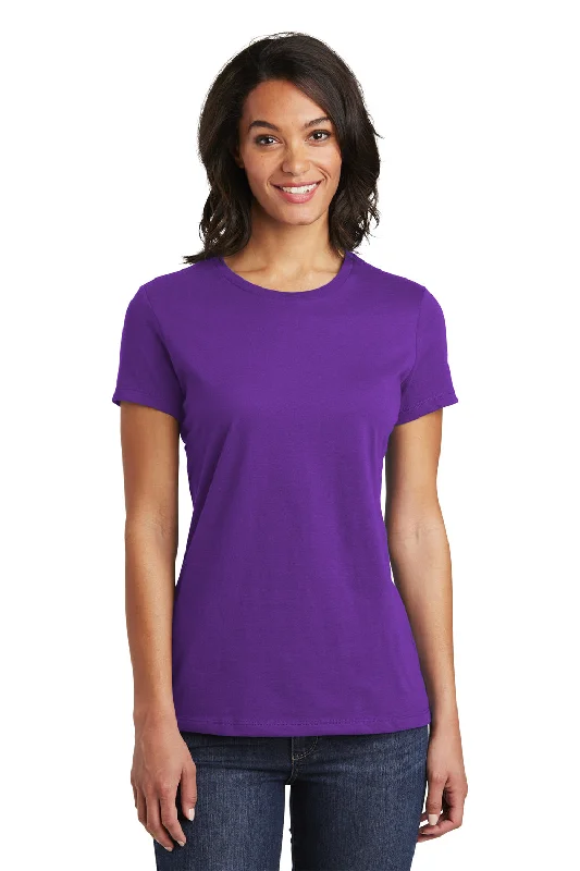 Women's T - shirt with a side slit for added styleDistrict Womens Very Important Short Sleeve Crewneck T-Shirt - Purple Women's T - shirt with a side slit for added styleDistrict Womens Very Important Short Sleeve Crewneck T-Shirt - Purple