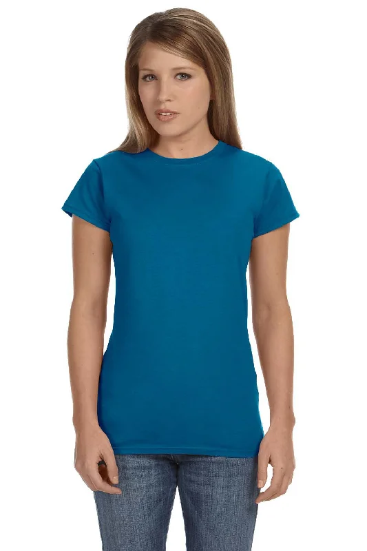 Plus size women's V - neck T - shirt for a flattering lookGildan Womens Softstyle Short Sleeve Crewneck T-Shirt - Antique Sapphire Blue Plus size women's V - neck T - shirt for a flattering lookGildan Womens Softstyle Short Sleeve Crewneck T-Shirt - Antique Sapphire Blue