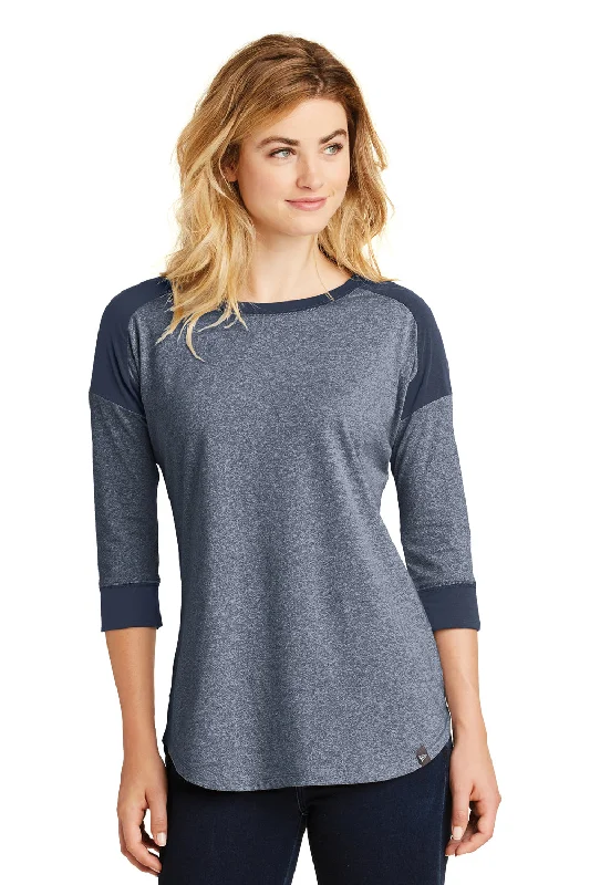 Printed women's T - shirt with a geometric - nautical patternNew Era Womens Heritage 3/4 Sleeve Crewneck T-Shirt - Navy Blue Twist/Navy Blue Printed women's T - shirt with a geometric - nautical patternNew Era Womens Heritage 3/4 Sleeve Crewneck T-Shirt - Navy Blue Twist/Navy Blue