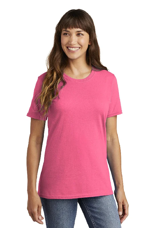 Printed women's T - shirt with a vintage - inspired floral patternPort & Company Womens Core Short Sleeve Crewneck T-Shirt - Neon Pink Printed women's T - shirt with a vintage - inspired floral patternPort & Company Womens Core Short Sleeve Crewneck T-Shirt - Neon Pink