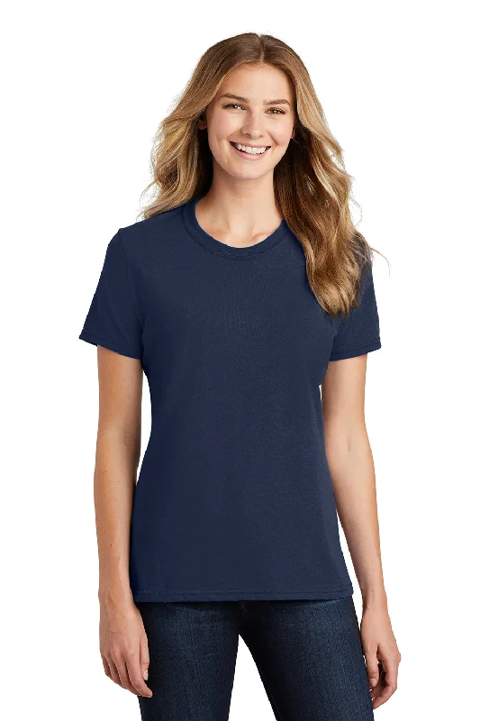 Women's T - shirt with a sequined sleevePort & Company Womens Core Short Sleeve Crewneck T-Shirt - Navy Blue Women's T - shirt with a sequined sleevePort & Company Womens Core Short Sleeve Crewneck T-Shirt - Navy Blue