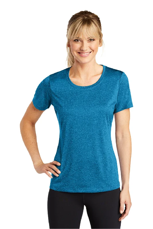 Printed women's T - shirt with a watercolor - inspired patternSport-Tek Womens Contender Heather Moisture Wicking Short Sleeve Crewneck T-Shirt - Heather Blue Wake