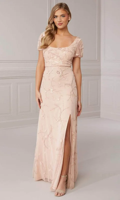 "A - line dresses for women to flatter the figure"Adrianna Papell Platinum 40423 - Square Neck Simple Slit Dress "A - line dresses for women to flatter the figure"Adrianna Papell Platinum 40423 - Square Neck Simple Slit Dress