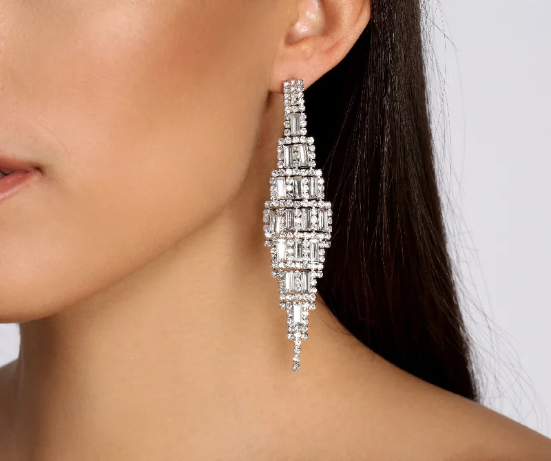"Bodycon dresses for women to show off curves"Born For It Baguette Rhinestone Kite Earrings "Bodycon dresses for women to show off curves"Born For It Baguette Rhinestone Kite Earrings
