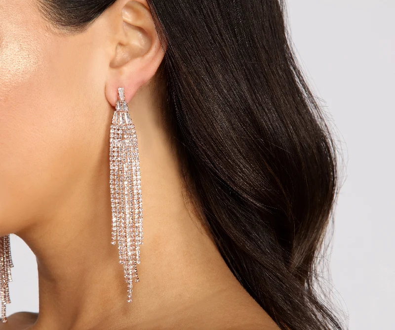 "Smart casual dresses for women for work - to - weekend transitions"Classic Beauty Cubic Zirconia Baguette Fringe Earrings "Smart casual dresses for women for work - to - weekend transitions"Classic Beauty Cubic Zirconia Baguette Fringe Earrings