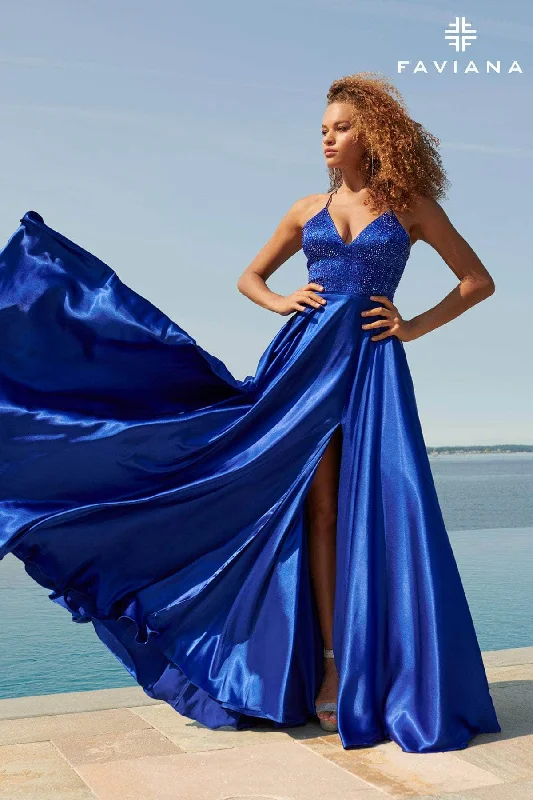 "A - line dresses for women to flatter the figure"Faviana S10870 - Embellished V Neck A-line Gown "A - line dresses for women to flatter the figure"Faviana S10870 - Embellished V Neck A-line Gown