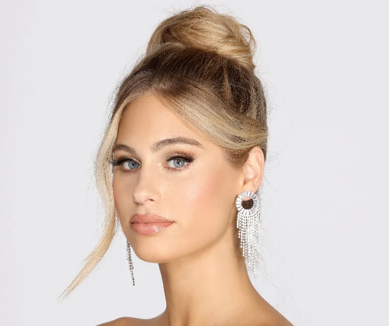 "Floral print dresses for women for a feminine look"Fun In Fringe Rhinestone Earrings