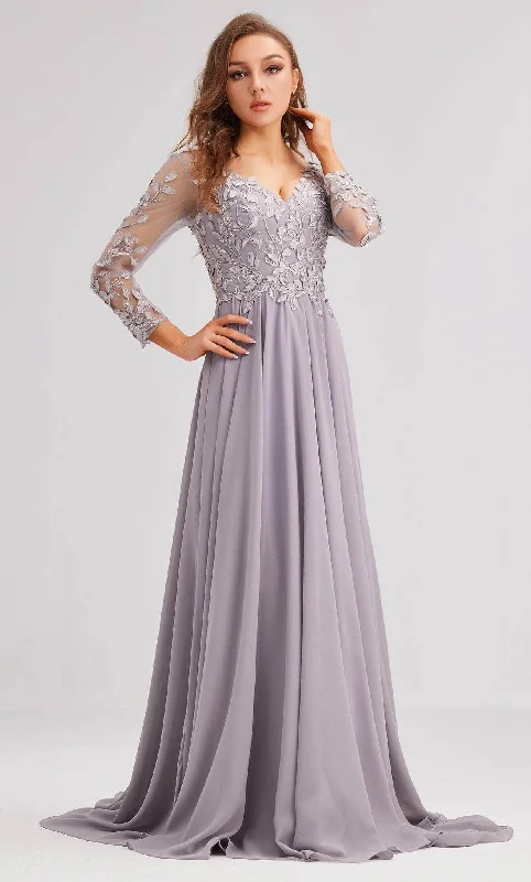 "Sequined dresses for women to shine at parties"J'Adore Dresses J23037 - Long Sleeve Embroidered Evening Dress "Sequined dresses for women to shine at parties"J'Adore Dresses J23037 - Long Sleeve Embroidered Evening Dress