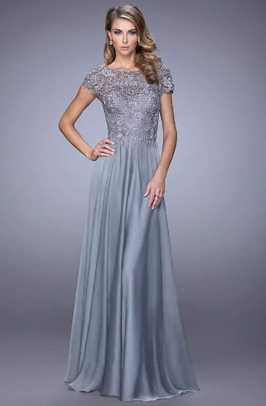 "Plus size formal dresses for women for special events"La Femme - 21627 Illusion Lace Chiffon Gown "Plus size formal dresses for women for special events"La Femme - 21627 Illusion Lace Chiffon Gown