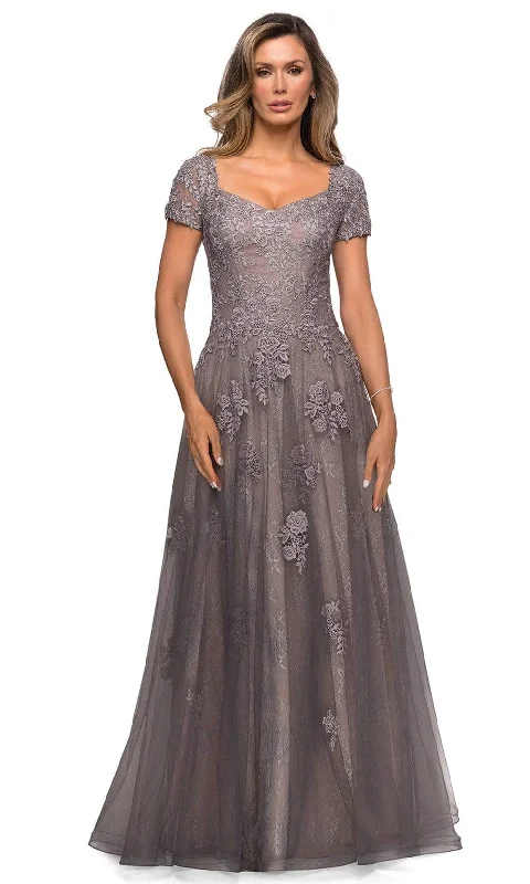 "Mother of the groom dresses for women in sophisticated designs"La Femme - 28091 Floral Appliqued A-Line Evening Dress "Mother of the groom dresses for women in sophisticated designs"La Femme - 28091 Floral Appliqued A-Line Evening Dress