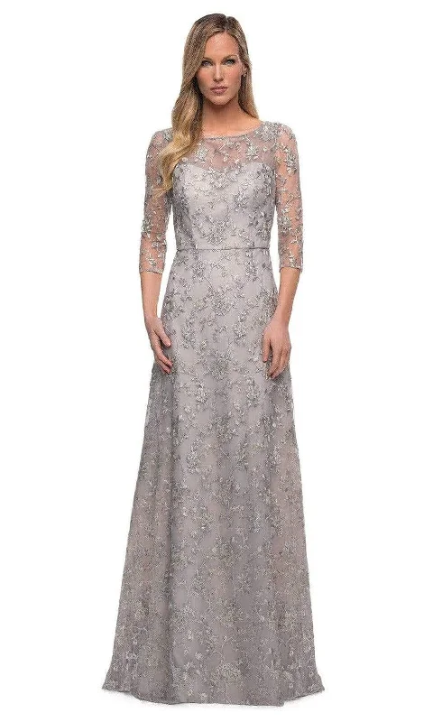 "Wrap dresses for women for an adjustable fit"La Femme - 29153 Embroidered Floral A-line Mother of the Groom Gown "Wrap dresses for women for an adjustable fit"La Femme - 29153 Embroidered Floral A-line Mother of the Groom Gown