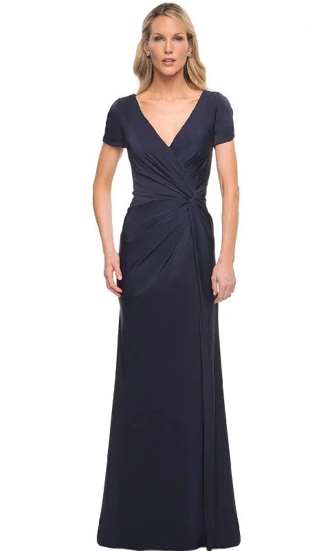 "Plus size wedding dresses for women with a perfect fit"La Femme 29926 - Short Sleeved Ruched A Line Dress "Plus size wedding dresses for women with a perfect fit"La Femme 29926 - Short Sleeved Ruched A Line Dress