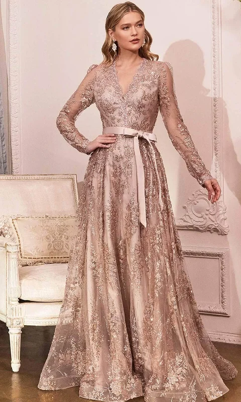 "Floral print dresses for women for a feminine look"Ladivine CD233 - Embellished Long Sleeve V-neck Gown "Floral print dresses for women for a feminine look"Ladivine CD233 - Embellished Long Sleeve V-neck Gown