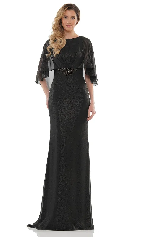 "Graduation dresses for women to celebrate in style"Marsoni by Colors - MV1130 Glittered Fabric Poncho Sheath Gown "Graduation dresses for women to celebrate in style"Marsoni by Colors - MV1130 Glittered Fabric Poncho Sheath Gown