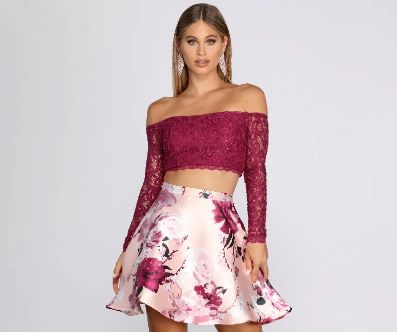 "Shirt dresses for women for a smart - casual style"Raena Sequin Lace Party Dress
