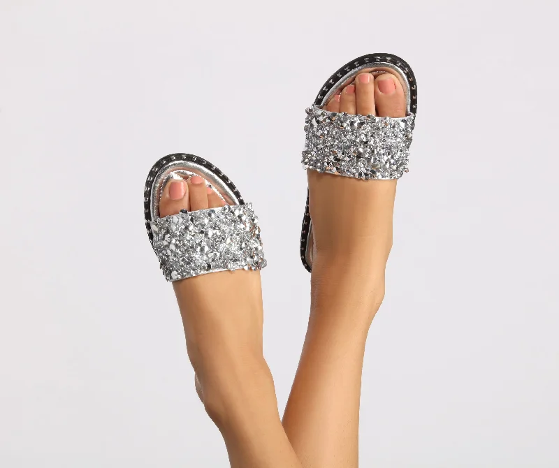 "Chiffon dresses for women with a flowy and light feel"Rhinestone and Gemstone Studded Slides "Chiffon dresses for women with a flowy and light feel"Rhinestone and Gemstone Studded Slides