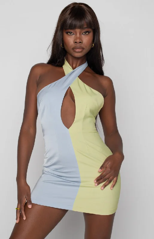 "New Arrivals Discount: 20% Off on Latest Women's Dress Collections"Alice Splice Mini Dress Green "New Arrivals Discount: 20% Off on Latest Women's Dress Collections"Alice Splice Mini Dress Green