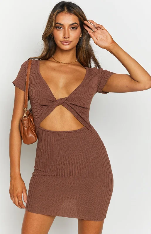 "Black dresses for women for a classic and timeless appearance"Antidote Reversible Twist Dress Brown "Black dresses for women for a classic and timeless appearance"Antidote Reversible Twist Dress Brown