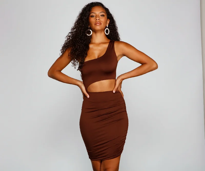 "Stylish cocktail dresses for women on a budget"Bound To Stun One Shoulder Mini Dress