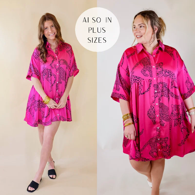 "Mermaid - style wedding dresses for women for a dramatic look"Last Chance Size Medium | Ready To Flaunt Button Up Leopard Print Satin Babydoll Dress in Pink "Mermaid - style wedding dresses for women for a dramatic look"Last Chance Size Medium | Ready To Flaunt Button Up Leopard Print Satin Babydoll Dress in Pink