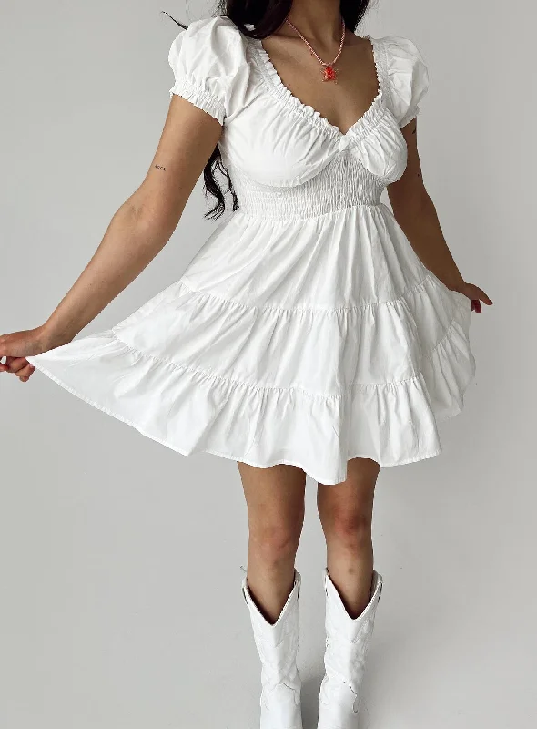 "Sustainable and eco - friendly women's dresses"Daniela Mini Dress White Petite