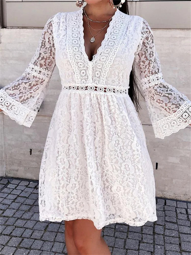 "Designer - inspired women's evening dresses"FashionSierra - Elegant Floral Lace Long Sleeve Mini Dress "Designer - inspired women's evening dresses"FashionSierra - Elegant Floral Lace Long Sleeve Mini Dress