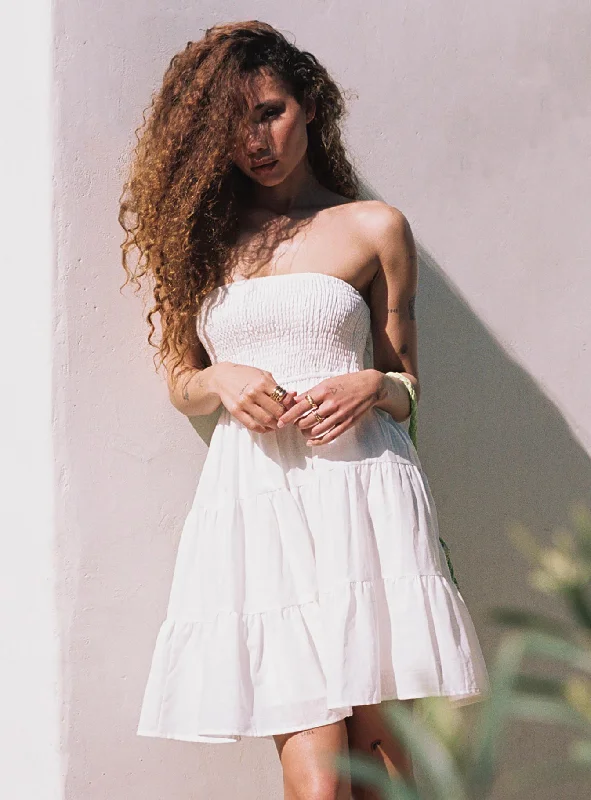 "Graduation dresses for women to celebrate in style"Fahy Strapless Mini Dress White "Graduation dresses for women to celebrate in style"Fahy Strapless Mini Dress White