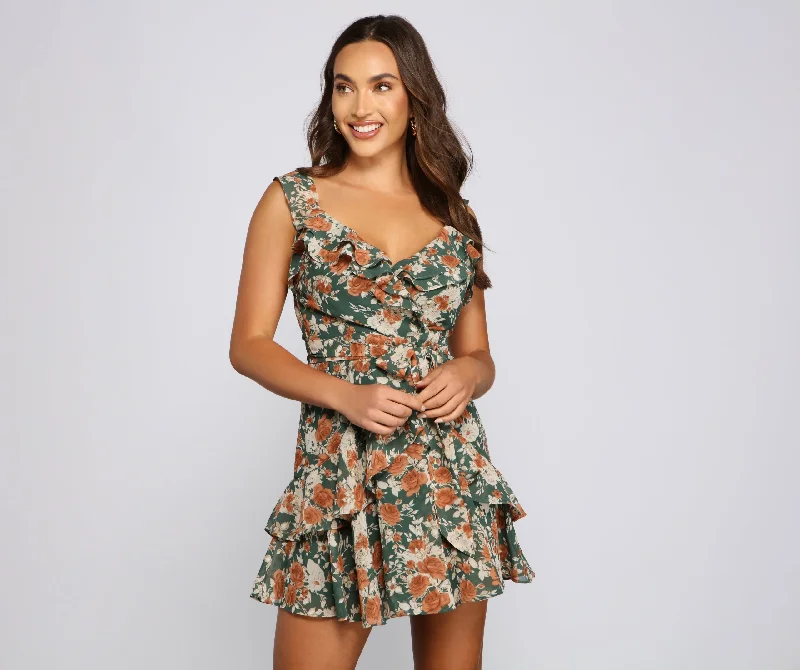 "Mini dresses for women for a youthful and trendy look"Flirty Moment Floral Chiffon Skater Dress "Mini dresses for women for a youthful and trendy look"Flirty Moment Floral Chiffon Skater Dress