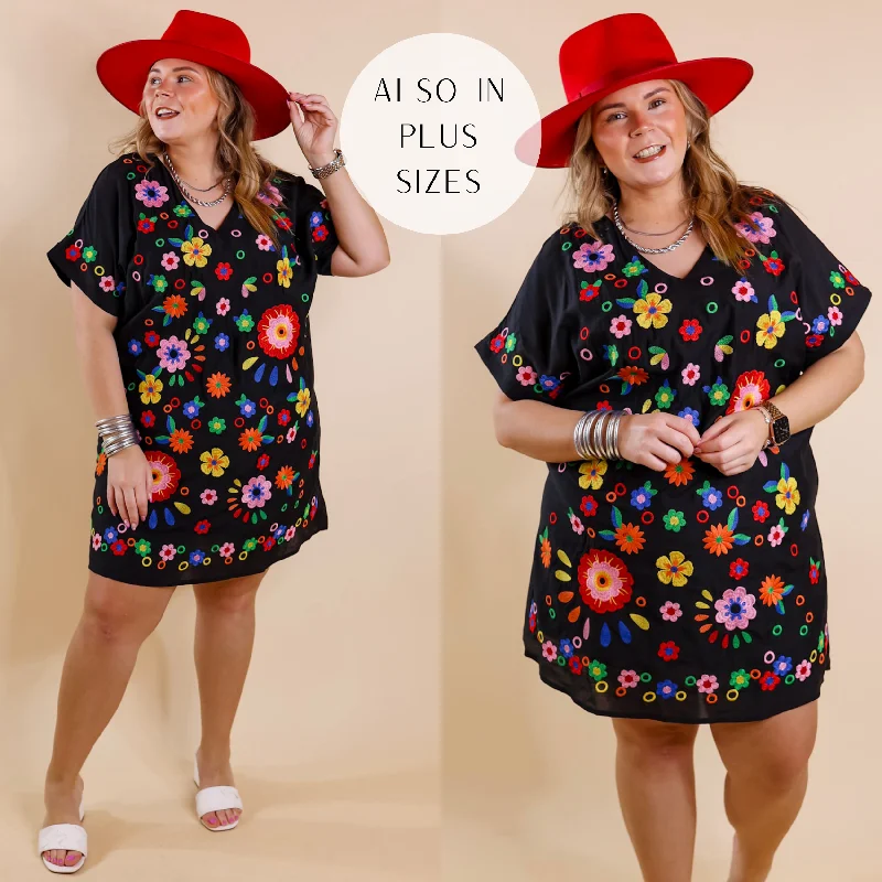 "Mermaid - style wedding dresses for women for a dramatic look"New In Town Floral Embroidered Short Sleeve Dress in Black "Mermaid - style wedding dresses for women for a dramatic look"New In Town Floral Embroidered Short Sleeve Dress in Black