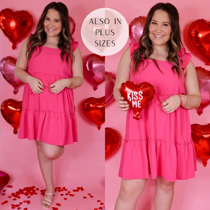 "Beaded dresses for women for a glamorous look"Last Chance Size 3XL | Instant Confidence Ruffle Strap Tiered Tank Dress in Hot Pink "Beaded dresses for women for a glamorous look"Last Chance Size 3XL | Instant Confidence Ruffle Strap Tiered Tank Dress in Hot Pink