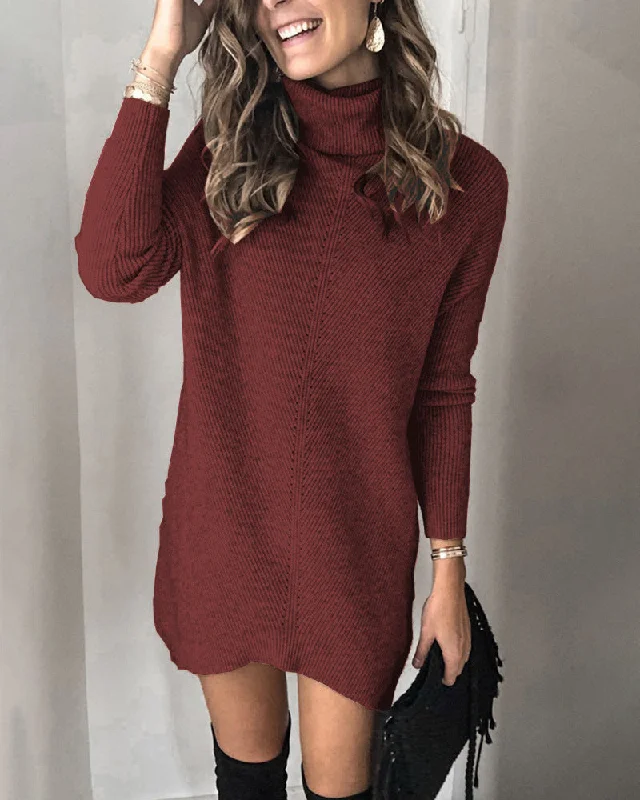 "Plus size formal dresses for women for special events"Kannon Turtleneck Sweater Dress - Cinnamon - FINAL SALE "Plus size formal dresses for women for special events"Kannon Turtleneck Sweater Dress - Cinnamon - FINAL SALE