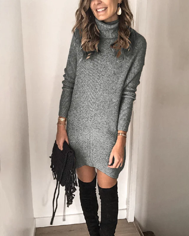 "Maxi dresses for women to wear in the fall"Kannon Turtleneck Sweater Dress - Slate - FINAL SALE "Maxi dresses for women to wear in the fall"Kannon Turtleneck Sweater Dress - Slate - FINAL SALE
