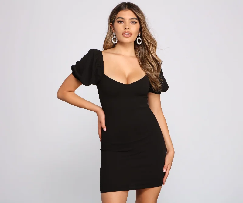 "Beach wedding dresses for women for a laid - back ceremony"Major Knockout Puff Sleeve Bodycon