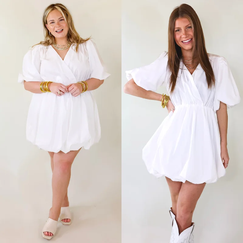 "Black dresses for women for a classic and timeless appearance"Flawless and Free Puffed Sleeve Babydoll Dress in White "Black dresses for women for a classic and timeless appearance"Flawless and Free Puffed Sleeve Babydoll Dress in White