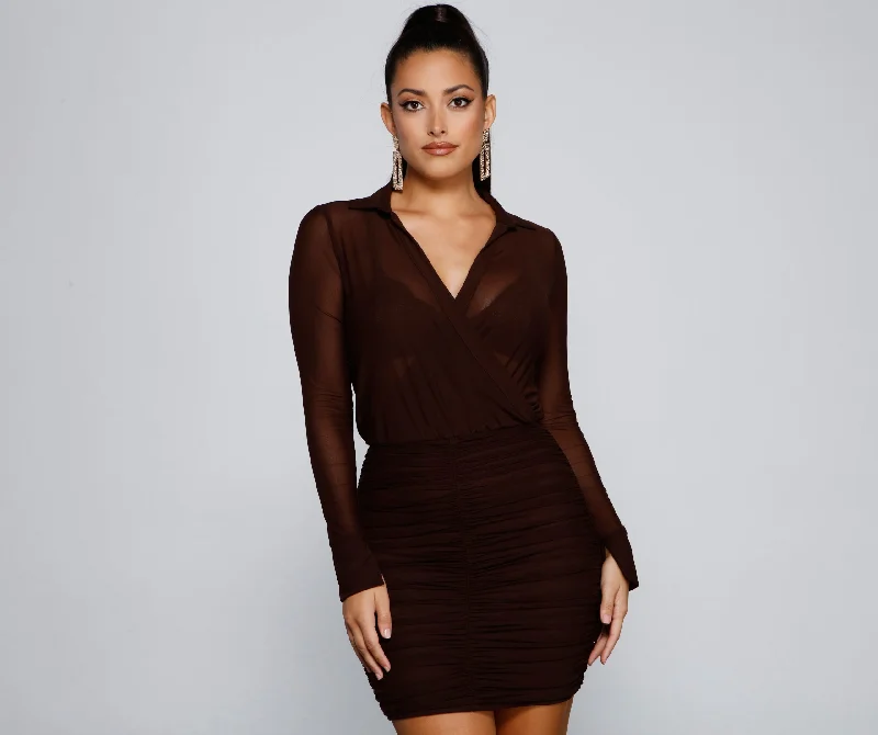 "Pleated dresses for women with a graceful movement"Ready For My Close Up Ruched Mini Dress "Pleated dresses for women with a graceful movement"Ready For My Close Up Ruched Mini Dress