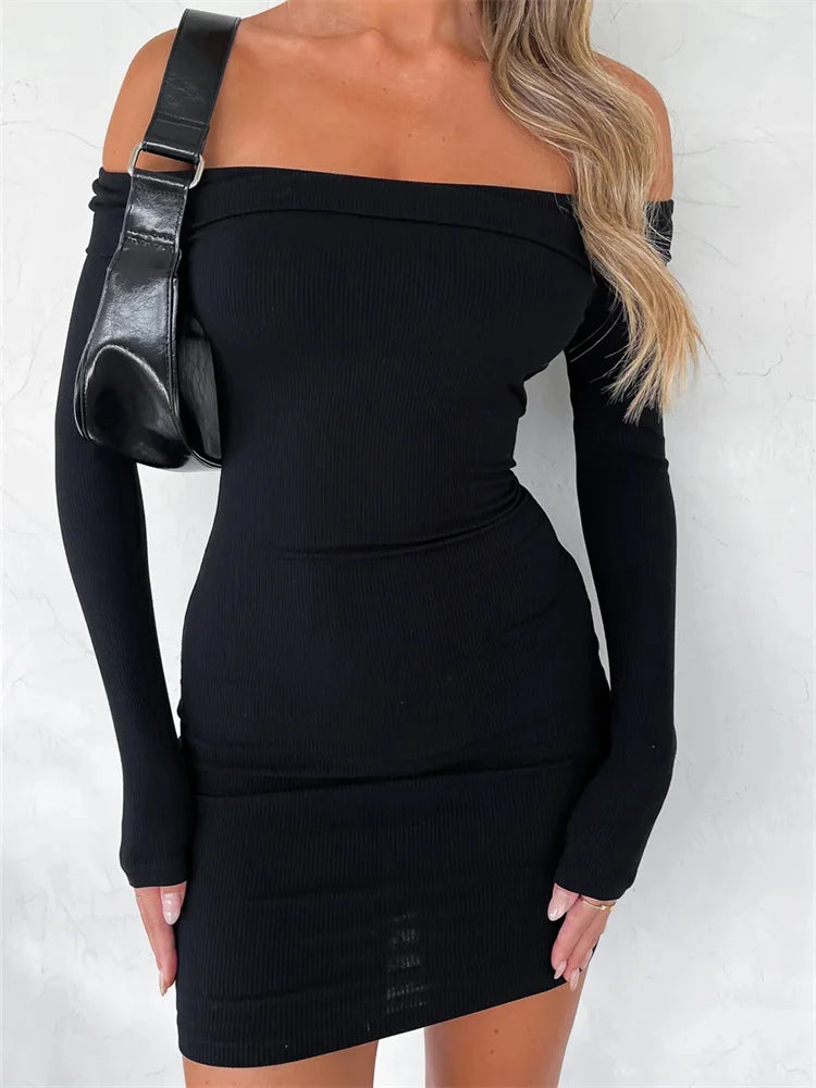 "Black dresses for women for a classic and timeless appearance"FashionSierra -Slash Neck Off Shoulder Pencil Mini Dress "Black dresses for women for a classic and timeless appearance"FashionSierra -Slash Neck Off Shoulder Pencil Mini Dress