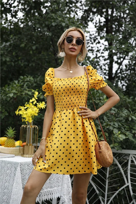 "Mother of the bride dresses for women in elegant styles"Stevens Puff Sleeve Babydoll Dress - Yellow "Mother of the bride dresses for women in elegant styles"Stevens Puff Sleeve Babydoll Dress - Yellow