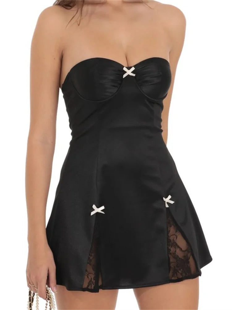 "T - shirt dresses for women for ultimate comfort"FashionSierra - 2024 Strapless Off Shoulder Backless Bow Mini Dress "T - shirt dresses for women for ultimate comfort"FashionSierra - 2024 Strapless Off Shoulder Backless Bow Mini Dress