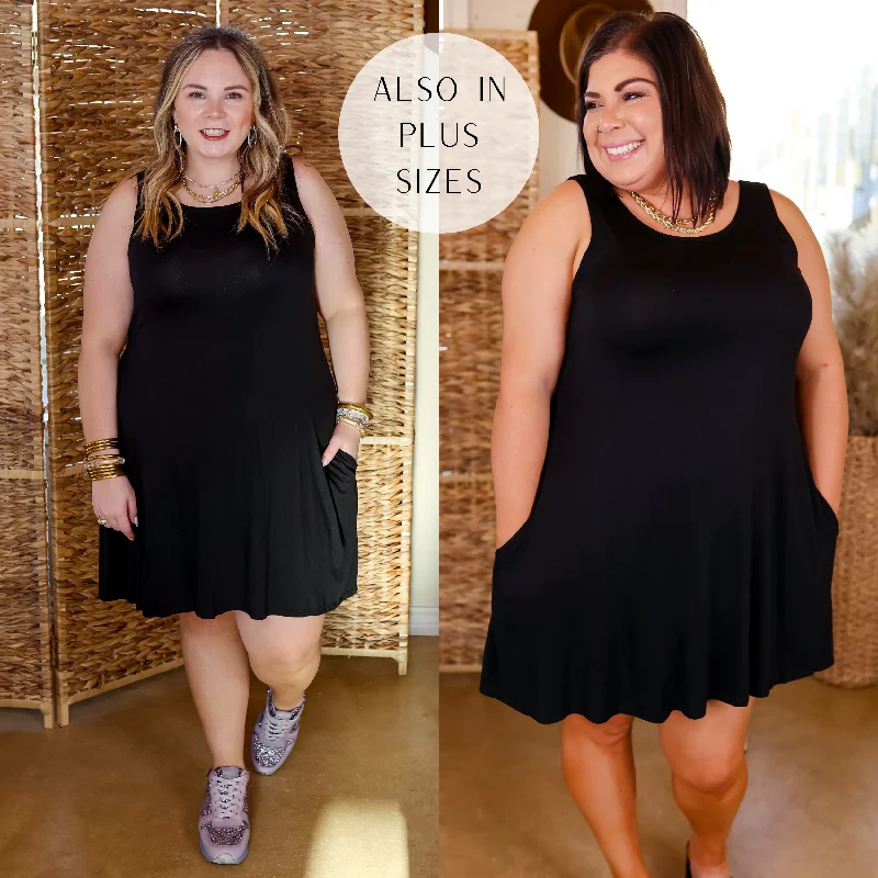 Clearance Sale: Women's Dresses Heard The Story Solid Tank Dress with Pockets in Black Clearance Sale: Women's Dresses Heard The Story Solid Tank Dress with Pockets in Black